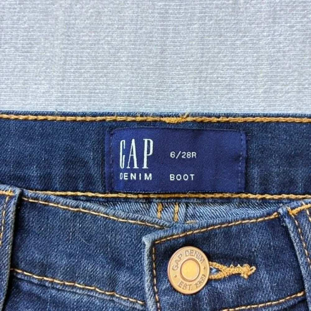 GAP Denim Womens Bootcut Jeans Size 6 28R Medium Wash Stretch Blue